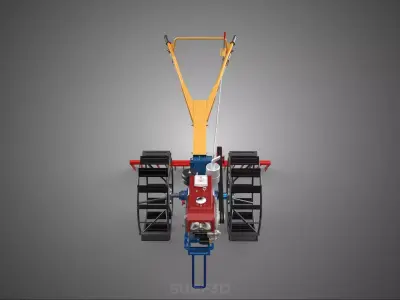 HAND WALKING TRACTOR ATTACHED LEVELING TOOTH HARROW RAKE FIELD 3D model