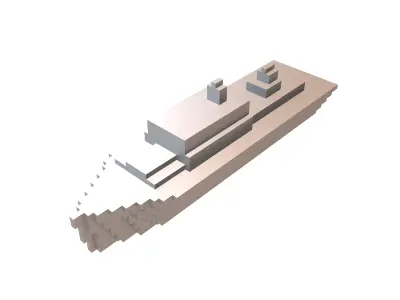 Voxel Style Simple Warship v1 006 Low-poly 3D model