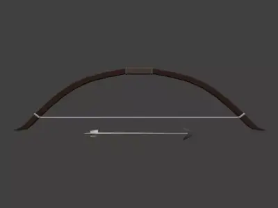 Traditional Wooden Bow and Arrow 3D model