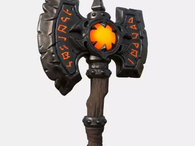 Stylized Fantasy Rune Axe - Game Ready Low Poly Low-poly 3D model