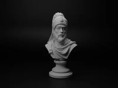 Indian Mughal Warrior Bust Chess 3D print model buy