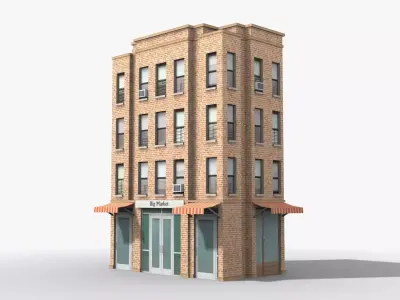 Apartment Building x21 Low-poly 3D model