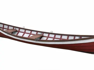 Painted Wooden Boat v1 Low-poly 3D model
