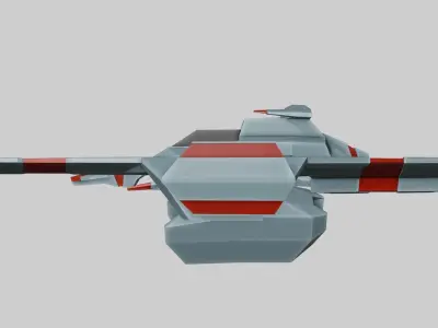 Low-poly spaceship with stripes Low-poly 3D model