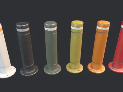 Road Block Pillar PBR Low-poly 3D model