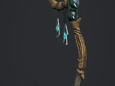 Druid Staff Low-poly 3D model