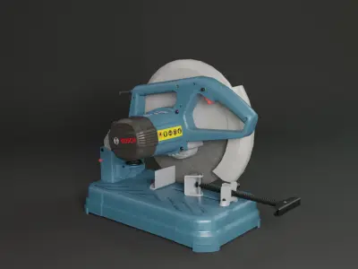 Realistic Power Tool Bosch Cut Off Saw with PBR Texture Low-poly 3D model