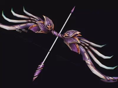 Bow Fantasy Throw Weapon Firearms Legendary Equipment Low-poly 3D model