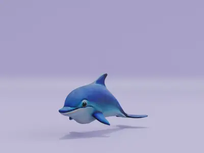 Baby Dolphin Cartoon Low-poly 3D model