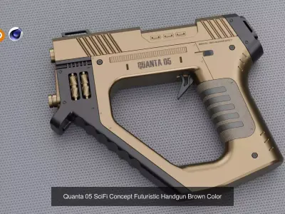 Quanta 05 SciFi Concept Handgun with 4 Color Variation 3D Model Pack purchase