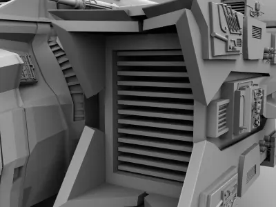 Dropship spaceship with gun 3D model