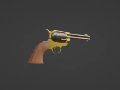 Golden Revolver 3D model