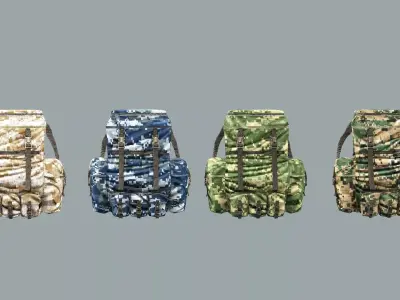 Soldier Exclusive 4 pcs Backpack 2 Tactical Cargo 3D Model Low-poly 3D model