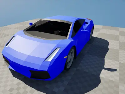 Sport Car Low-Poly 3D Model with interior Free low-poly 3D model