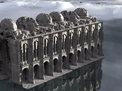 Gothic pillars halls Victorian Christmas Theme 6 3D model