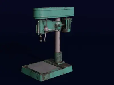 Vintage rusted NS-12 drilling machine Low-poly 3D model