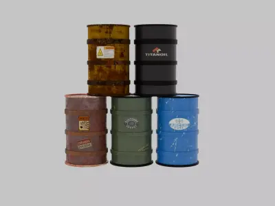 Metall Barrel Low-poly 3D model