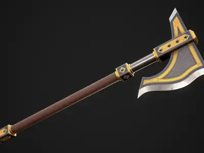 Fantasy Axe 1B Low-poly 3D model