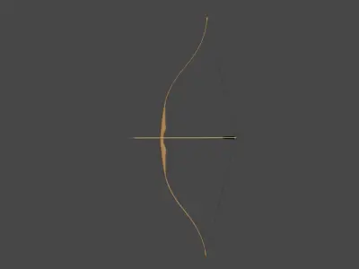 LOW POLY Recurve Bow and Arrow - Game Ready Low-poly 3D model