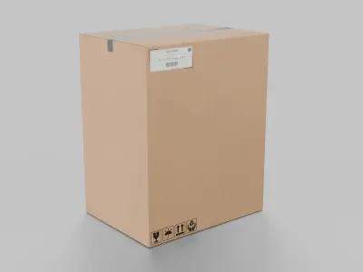 Tall Rectangular Cardboard Box - Rigged and Fully Customizable Low-poly 3D model