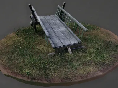 Wooden Cart Low-poly 3D model 22