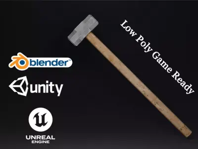 Low Poly Sledgehammer  Game Ready 3D Weapon Model Low-poly 3D model