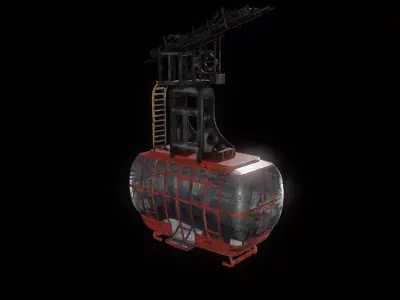 Game-ready Ski Lift Cabin Low-poly 3D model