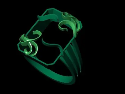 ANTIQUE JEWELRY RING 1 BIG EMERALD STONE 3D print model