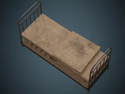 Transport Trolley And Wooden Sheets 1B Low-poly 3D model