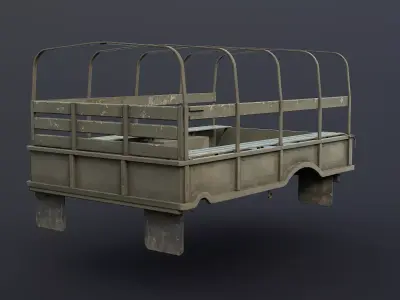 GAZ-66 Military Cargo Bed Game Ready Low-poly 3D model