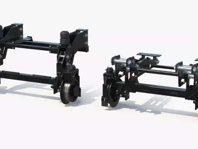 Hi-Rail Gear Rail Wheel Attachment System Set 3D model
