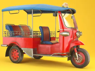 Tuk Tuk Taxi Low Poly PBR Low-poly 3D model