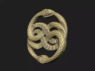 Immortal pendant double-snake intertwined-snakes cnc router 3D print model