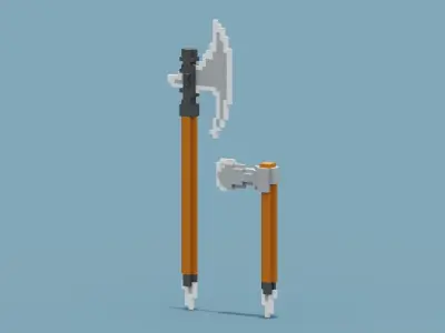 Voxel Axe Low-poly 3D model