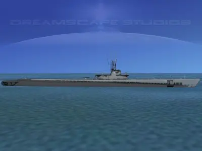 Balao Class Submarine SS287 USS Bonefin VHP 3D model