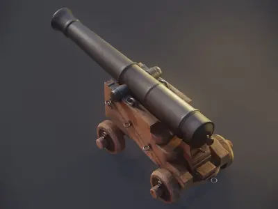 Heavy Ship Cannon 17th Century Low-poly 3D model