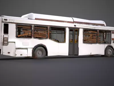 Realistic Old City Bus Low-poly 3D model