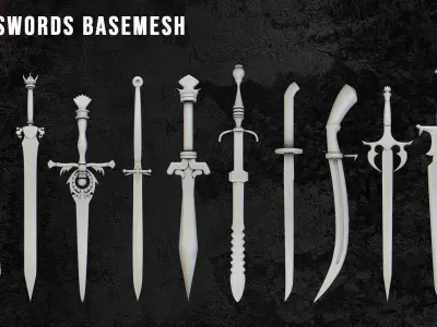 100 Medieval Sword Basemesh  -Clean Uv And Topology  Low-poly 3D model