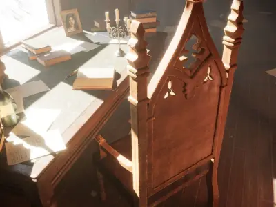 Old desk chair Low-poly 3D model