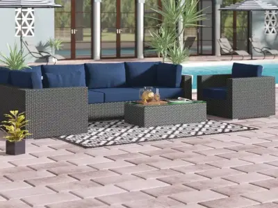 Bull Tripp Wicker Rattan Seating Group Patio Conversation Chair 3D model