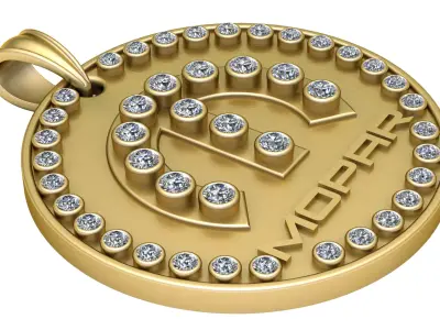Luxury Iced Out Mopar Logo Round Pendant 3D print model