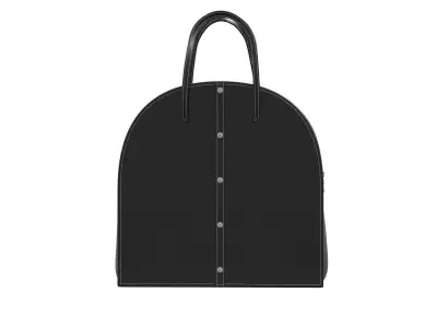 Black Leather Half moon Tote Bag 3D model