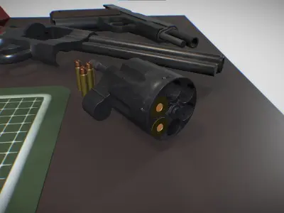 Cold war pistols  Low-poly 3D model