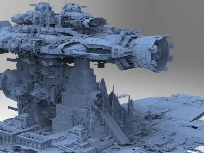 Alien Stargate Ship Drakes Military Vessel 3D model
