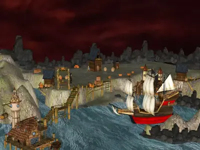 Pirate Shipyard Environment  Low-poly 3D model