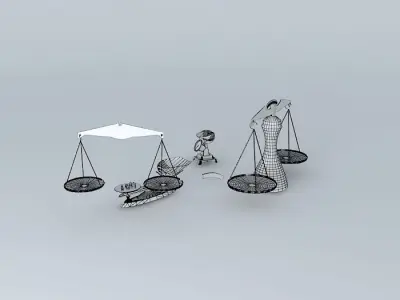 Antique Scales with graduated brass weights Free 3D model
