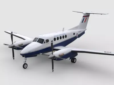 Beechcraft King Air B200 Royal Air Force Low-poly 3D model