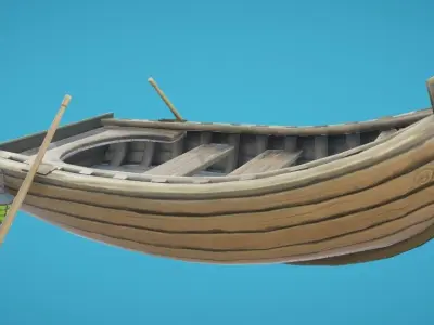 Rowing Boat Hand-Painted Low-poly 3D model