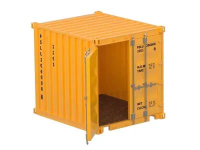 8ft Shipping Container Yellow 3D model