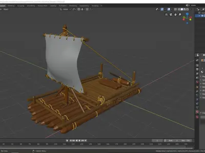 Wooden boat Free low-poly 3D model